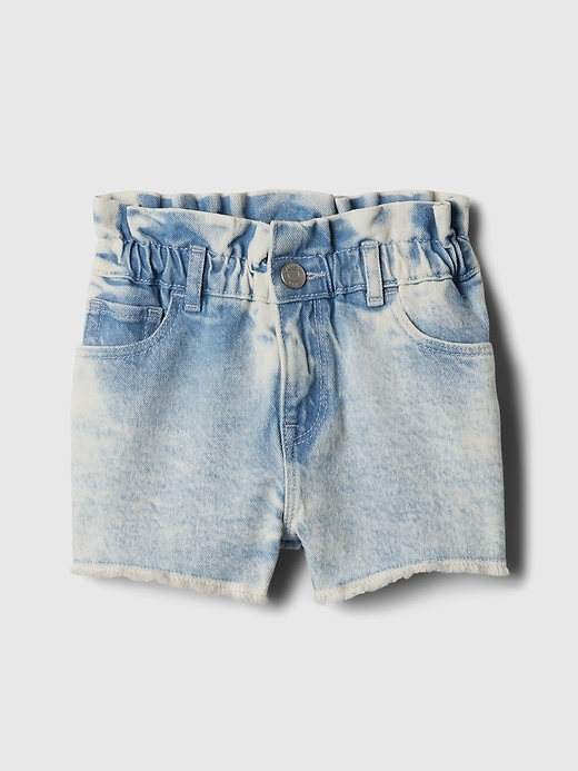 1 of 8 showing, with the color light indigo of product Baby & Toddler Just Like Mom Ruffle Denim Shorts