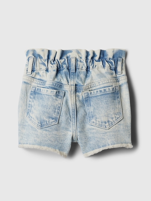 2 of 8 showing, with the color light indigo of product Baby & Toddler Just Like Mom Ruffle Denim Shorts