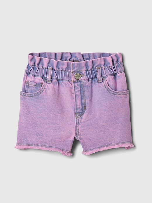 SHORT OVERALL IN PINK COLORED STRETCH DENIM, CHILD