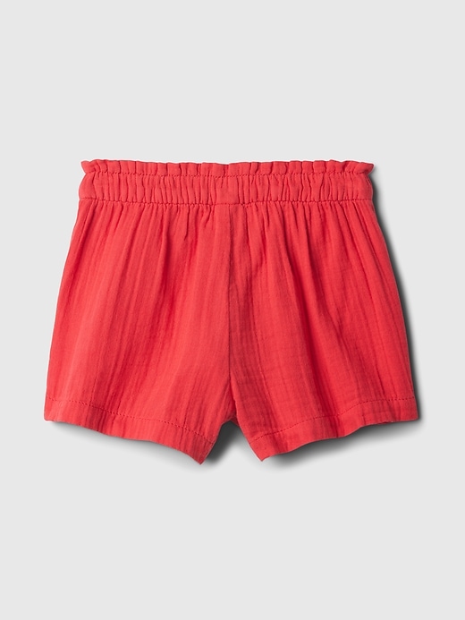 2 of 8 showing, with the color red of product babyGap Crinkle Gauze Pull-On Shorts