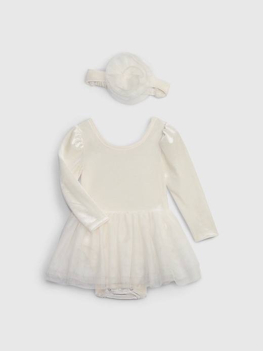 1 of 8 showing, with the color ivory frost of product Baby Velvet Tulle Dress Set
