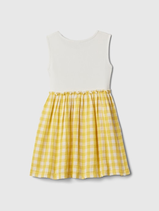 2 of 8 showing, with the color YELLOW GINGHAM of product Baby & Toddler Crinkle Gauze Dress