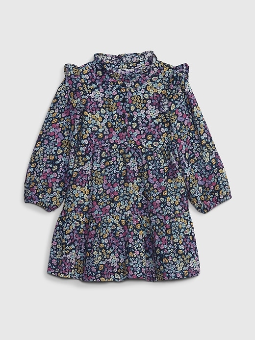 1 of 8 showing, with the color dark night blue of product Toddler Ruffle Print Dress