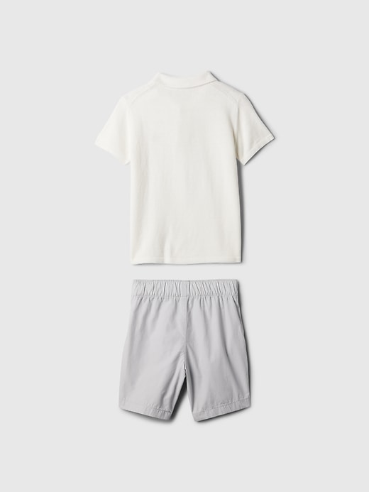 2 of 8 showing, with the color new off white of product Baby & Toddler Polo Sweater Outfit Set