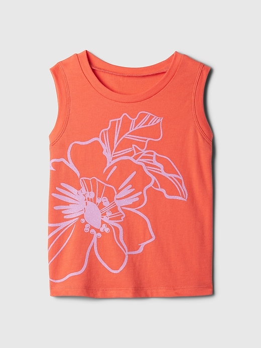 1 of 8 showing, with the color fire coral red of product Baby & Toddler Organic Cotton Mix & Match Tank Top