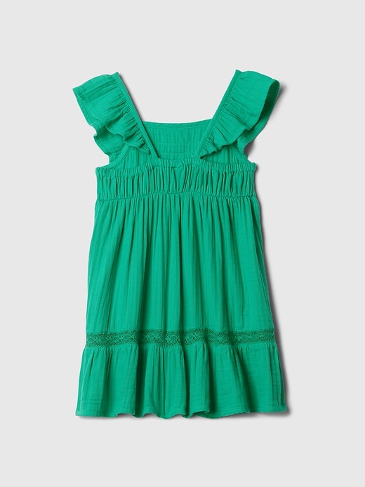 2 of 8 showing, with the color simply green of product Baby & Toddler Crinkle Gauze Dress