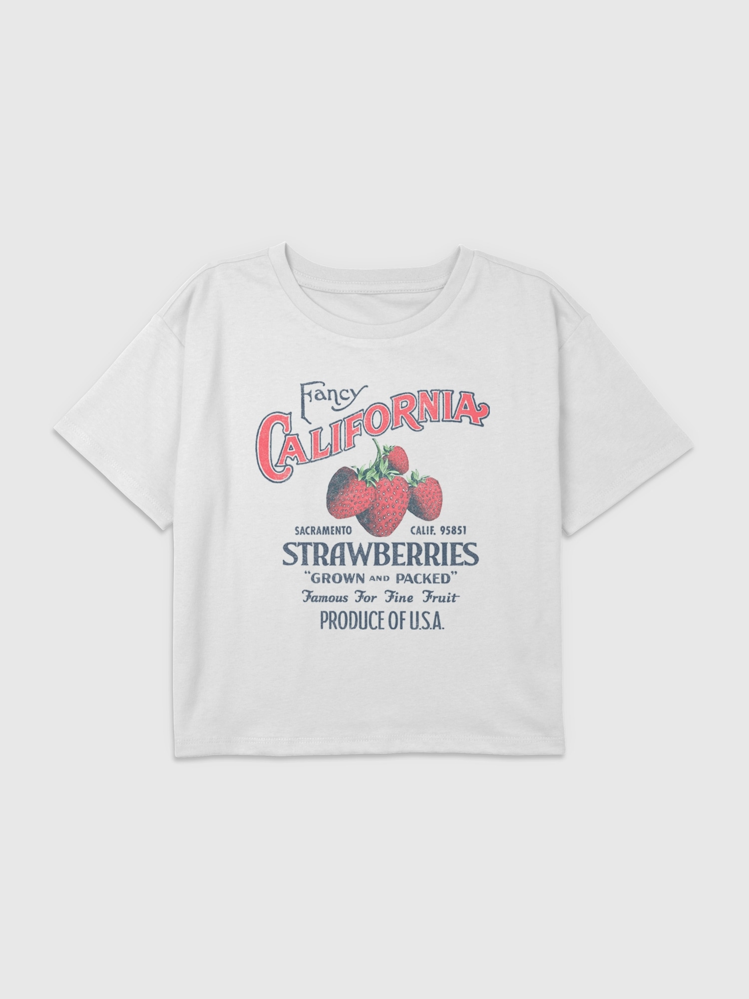 Kids California Strawberries Graphic Boxy Crop Tee