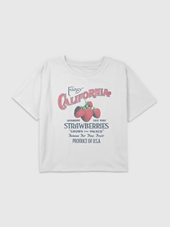 Kids California Strawberries Graphic Boxy Crop Tee