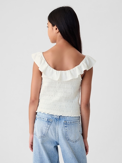 2 of 8 showing, with the color new off white of product Kids Ruffle Smocked Tank Top
