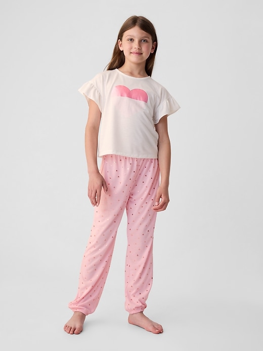 1 of 8 showing, with the color multi pink white of product Kids Recycled PJ Jogger Set