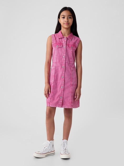 1 of 8 showing, with the color phoebe pink of product Kids Denim Dress