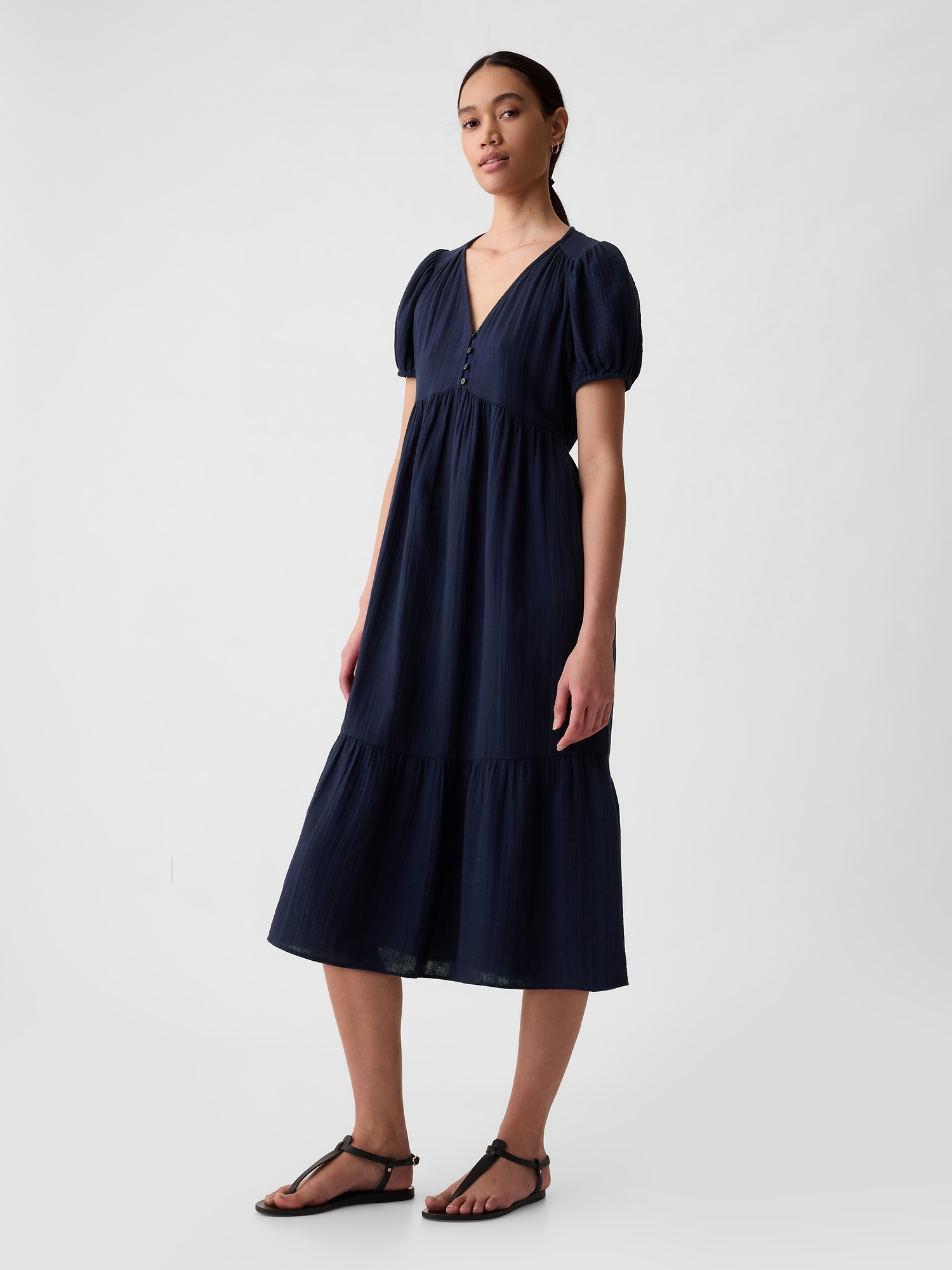 Crinkle Gauze Midi Dress