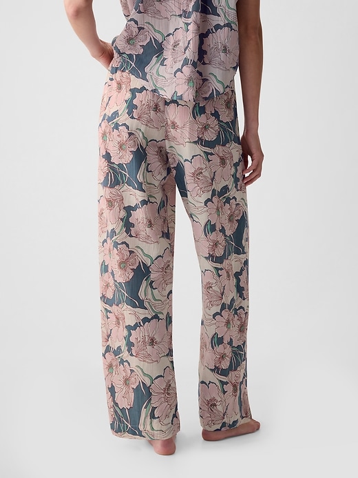 2 of 8 showing, with the color blue multi floral of product Crinkle Gauze Wide-Leg PJ Pants