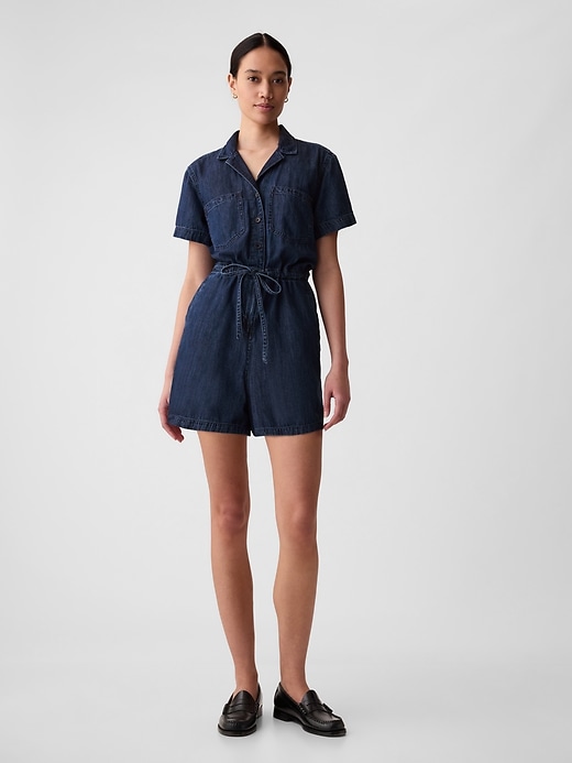 1 of 8 showing, with the color medium wash of product Denim Romper