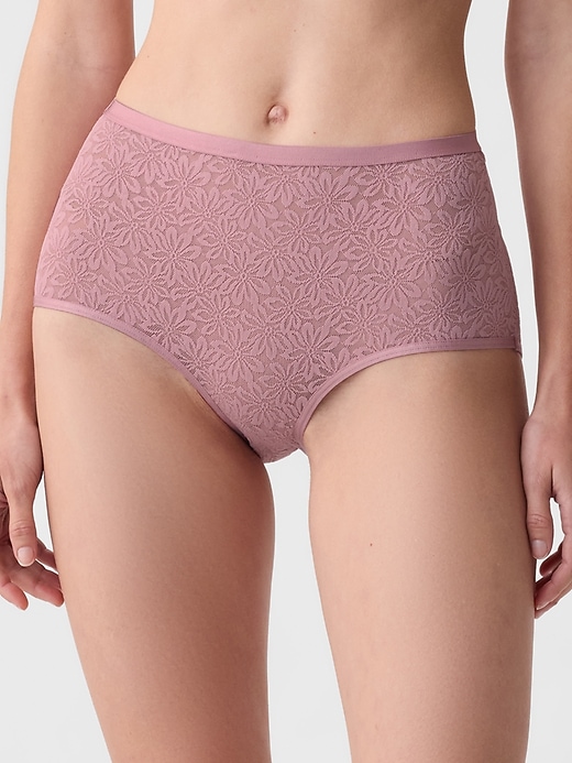 Image number 1 showing, High Rise Floral Lace Brief