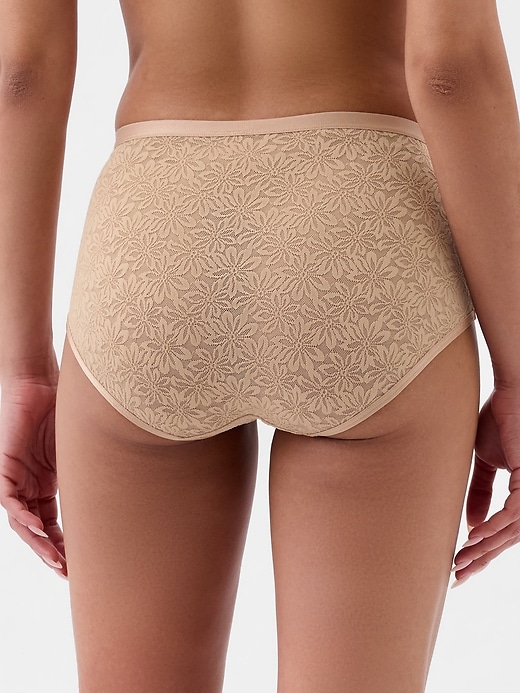 2 of 8 showing, with the color blush beige of product High Rise Floral Lace Brief