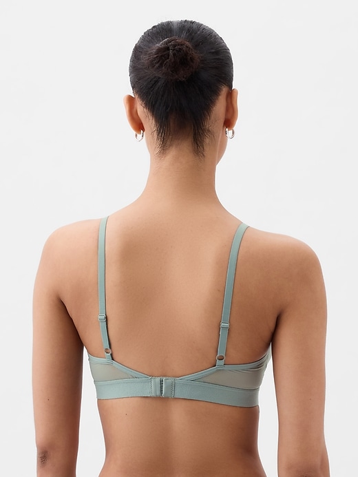 2 of 8 showing, with the color sage green of product Sheer Mesh Bralette
