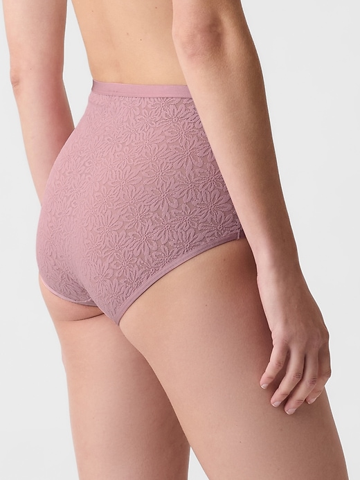 2 of 8 showing, with the color lilas pink of product High Rise Floral Lace Brief