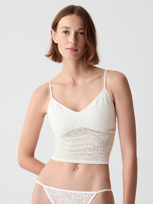 1 of 8 showing, with the color new off white of product Floral Lace Brami