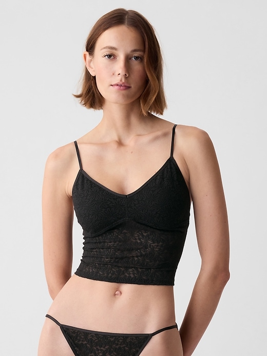 1 of 8 showing, with the color true black of product Floral Lace Brami