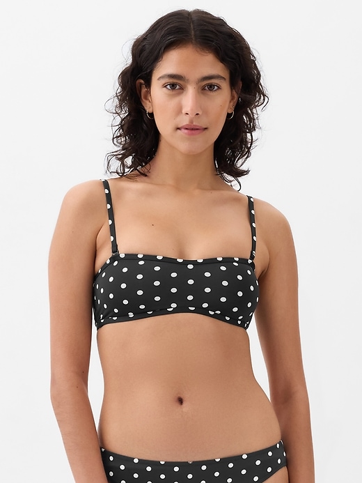 1 of 8 showing, with the color black with white polka dots of product Bandeau Bikini Top