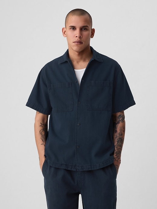 1 of 8 showing, with the color navy overdye of product Overdye Denim Shirt