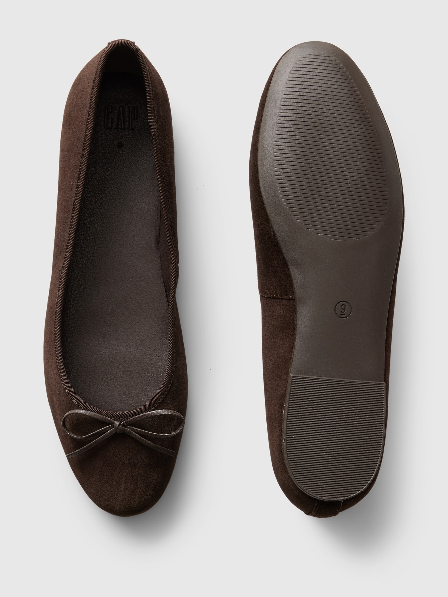 Женские балетки Gap Suede Ballet Flats, цвет: Шоколадный коричневый — фото 3