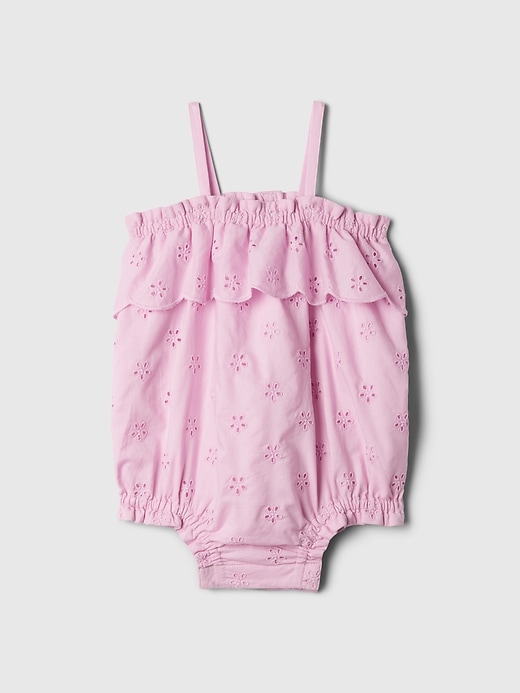 1 of 8 showing, with the color pink lavender of product Baby Eyelet Bubble Shorty One-Piece