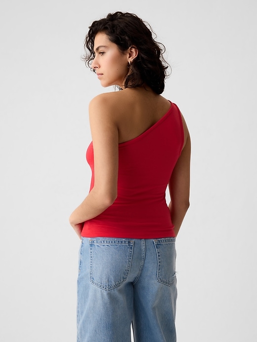 2 of 8 showing, with the color slipper red of product Modern One-Shoulder Cropped Tank Top