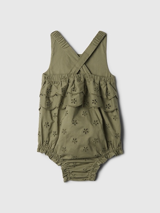 2 of 8 showing, with the color walden green of product Baby Eyelet Bubble Shorty One-Piece