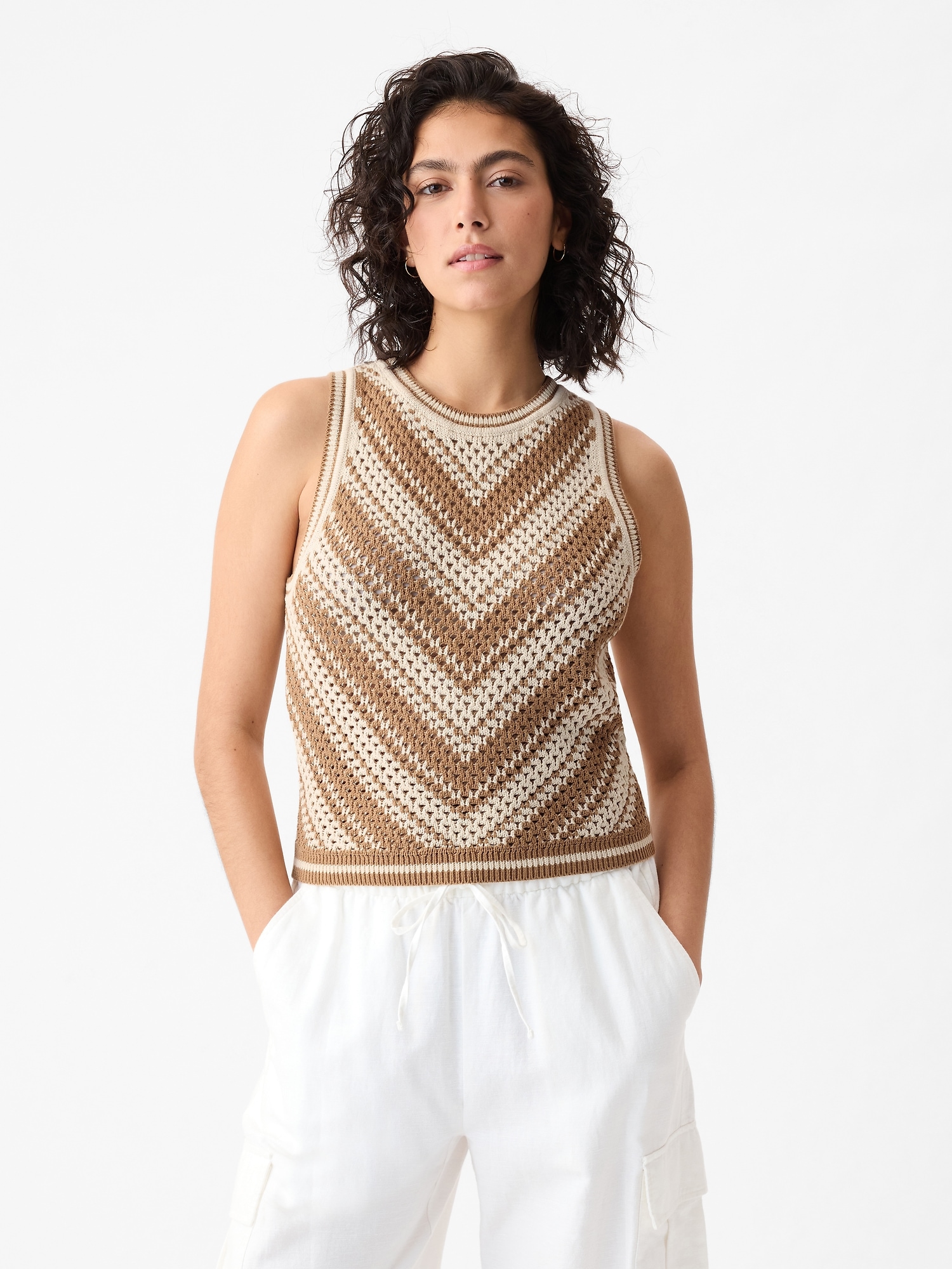 Shop Gap Crochet Tank Top In Khaki Tan