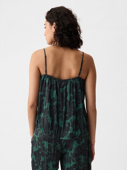 2 of 8 showing, with the color green & black floral of product Pleated Satin Cami