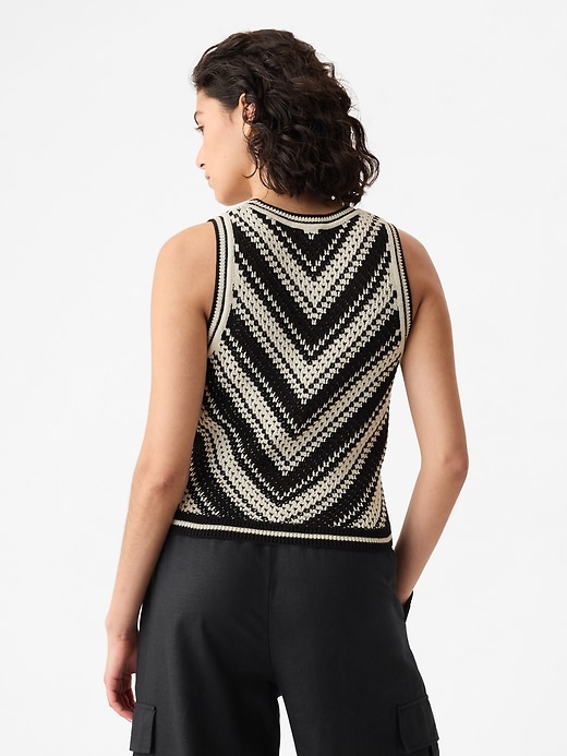 2 of 8 showing, with the color black & off white of product Crochet Tank Top