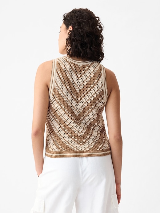 2 of 8 showing, with the color khaki tan of product Crochet Tank Top