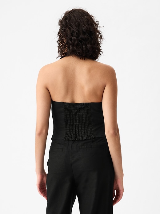 2 of 8 showing, with the color black of product Linen-Cotton Halter Vest