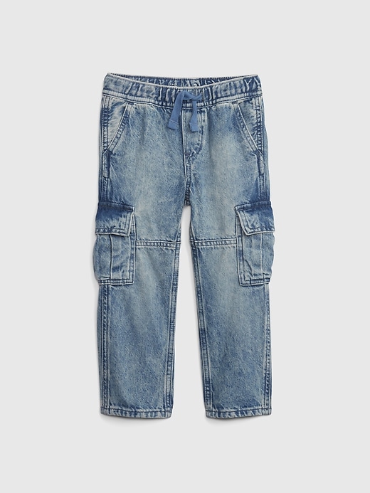 1 of 8 showing, with the color medium wash of product Baby & Toddler Original Fit Cargo Jeans