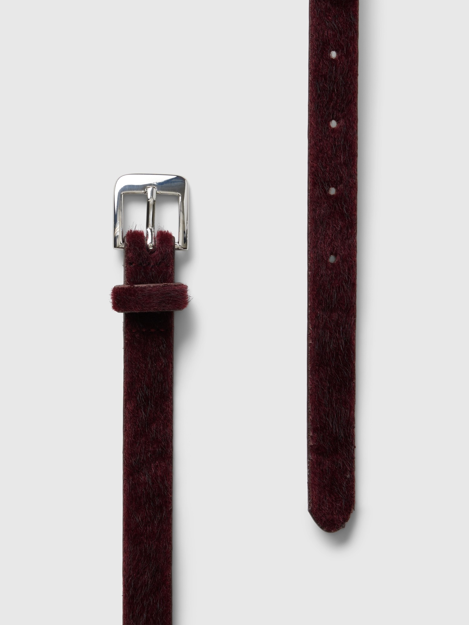 Женский ремень Gap Vegan Calf-Hair Skinny Belt, цвет: Фиолетовый бордовый — фото 3