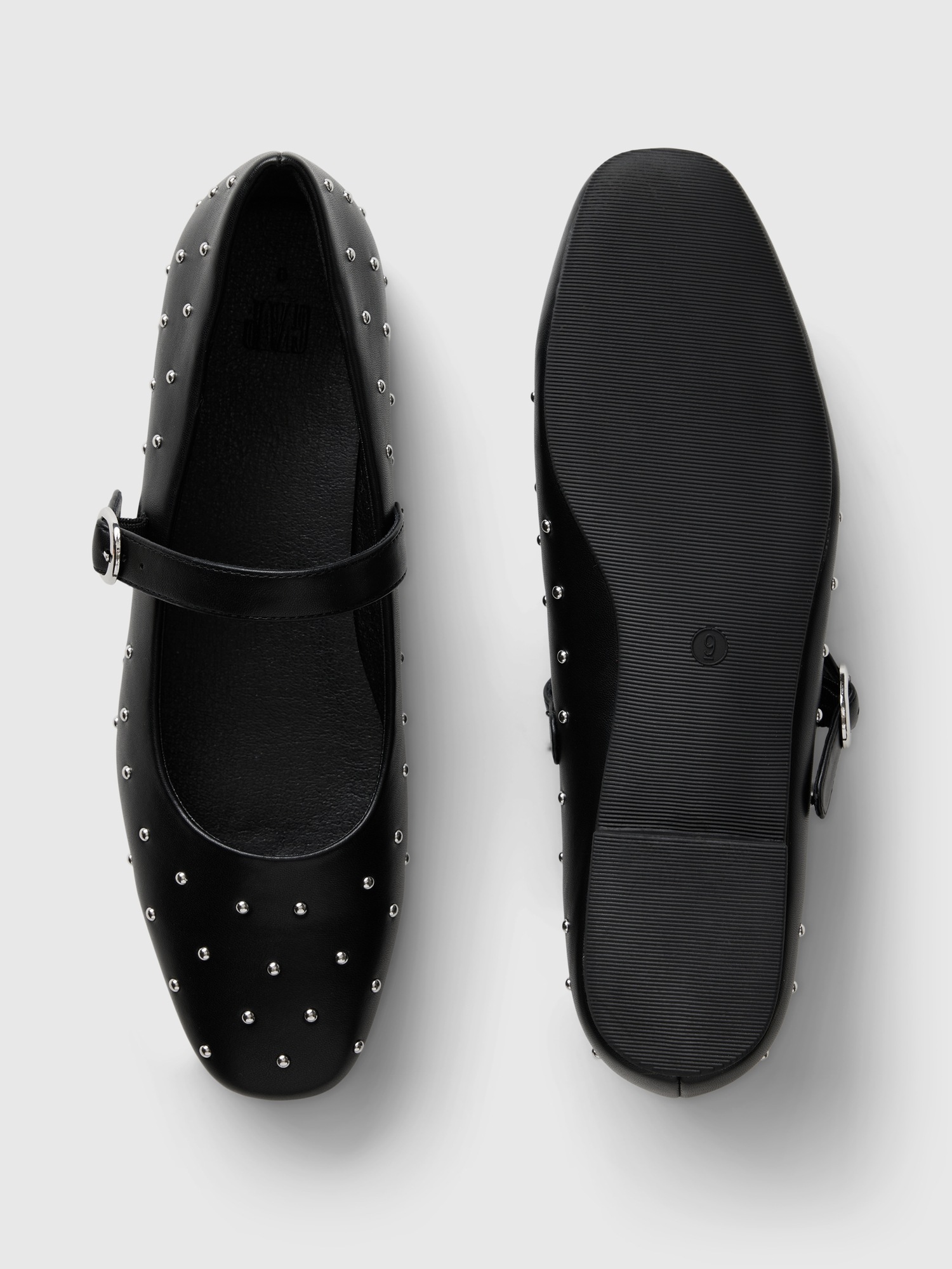 Женские балетки Gap Studded Vegan Leather Ballet Flats, цвет: Насыщенный чёрный — фото 3