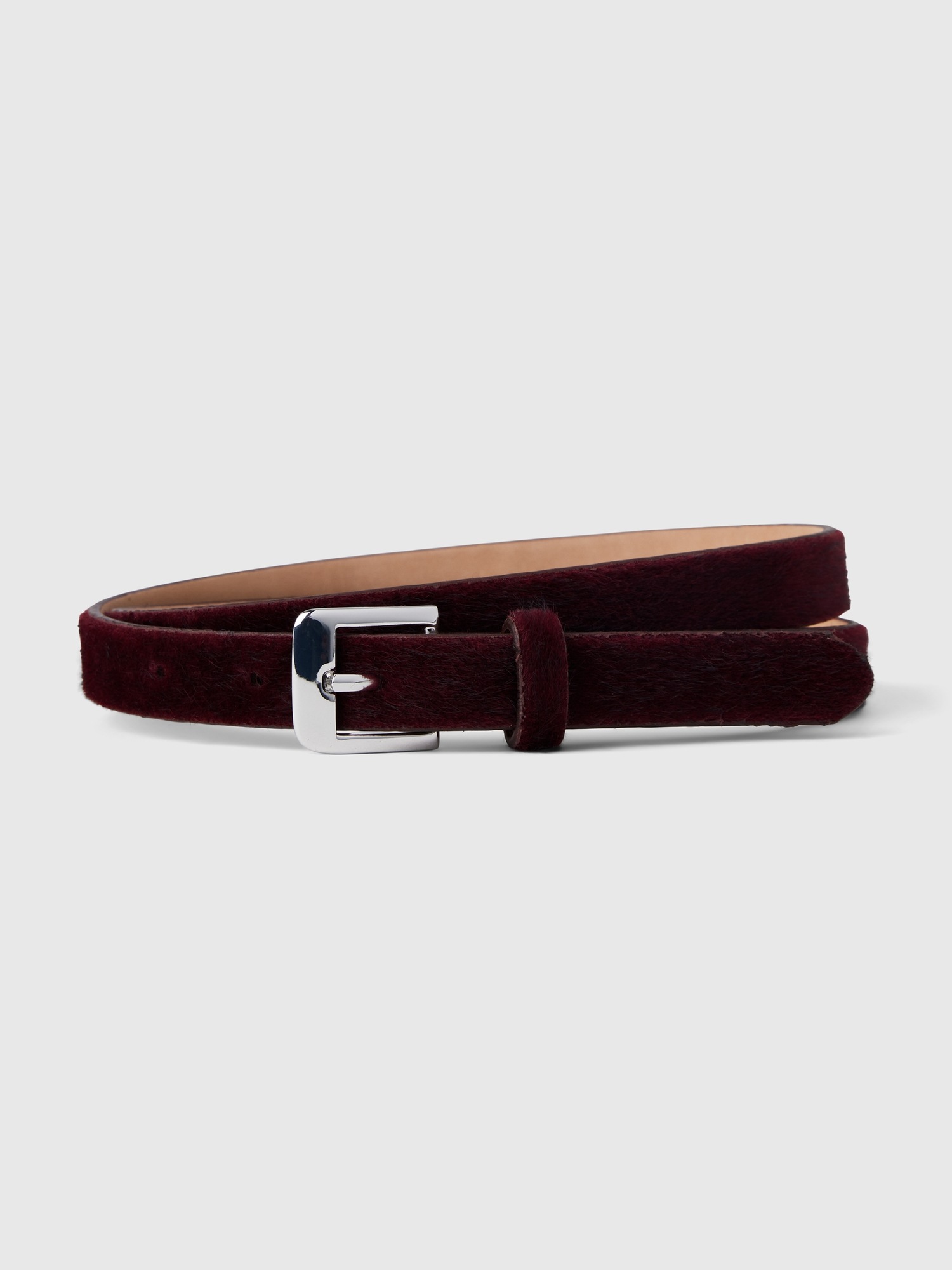 Женский ремень Gap Vegan Calf-Hair Skinny Belt, цвет: Фиолетовый бордовый