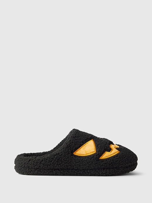1 of 8 showing, with the color true black of product Kids Sherpa Halloween Slippers