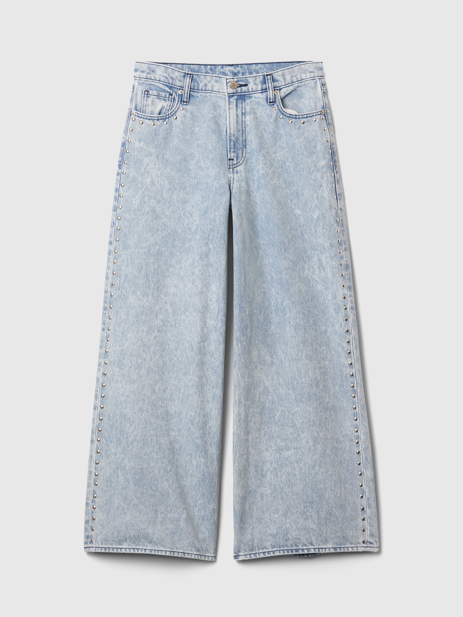 Mid Rise Studded Baggy Jeans