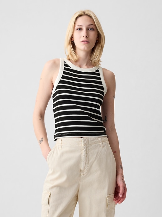 Image number 1 showing, Modern Rib Cropped Halter Top