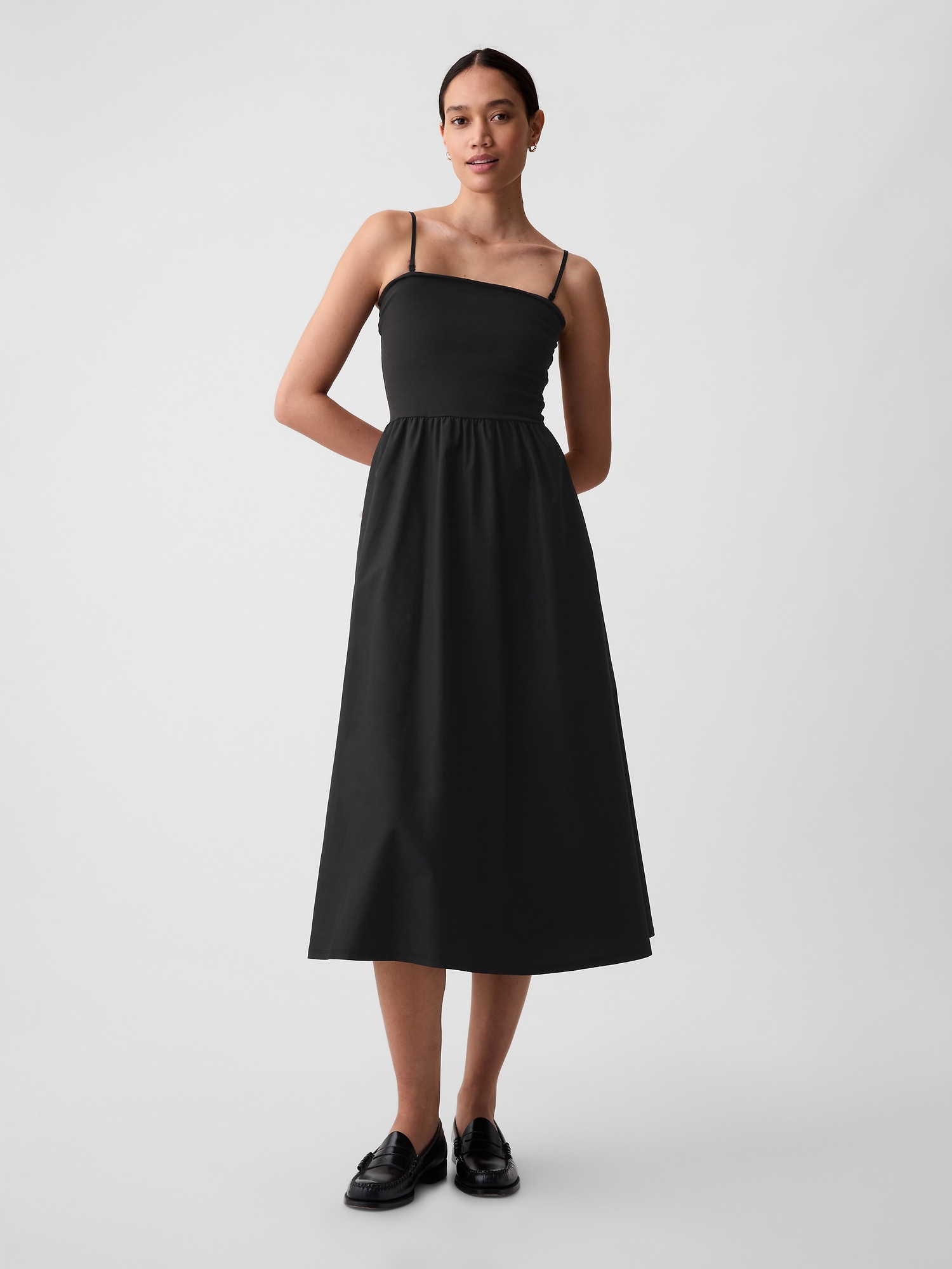 gap mixed media midi dress Mixed Media Drop-Waist Midi Dress
