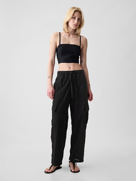 Image number 1 showing, Eyelet Cargo Parachute Pants