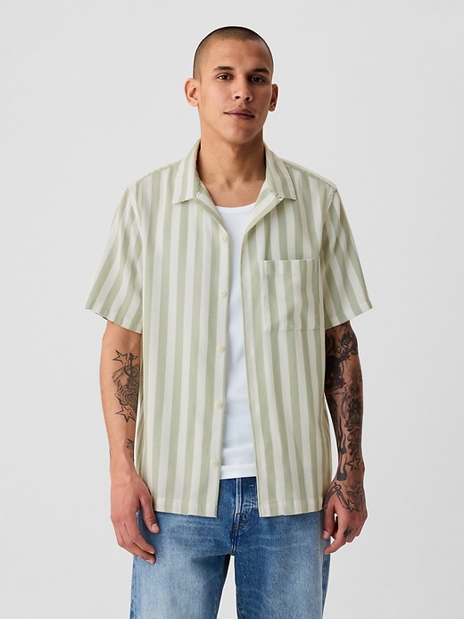 1 of 8 showing, with the color green stripe of product Textured Resort Shirt