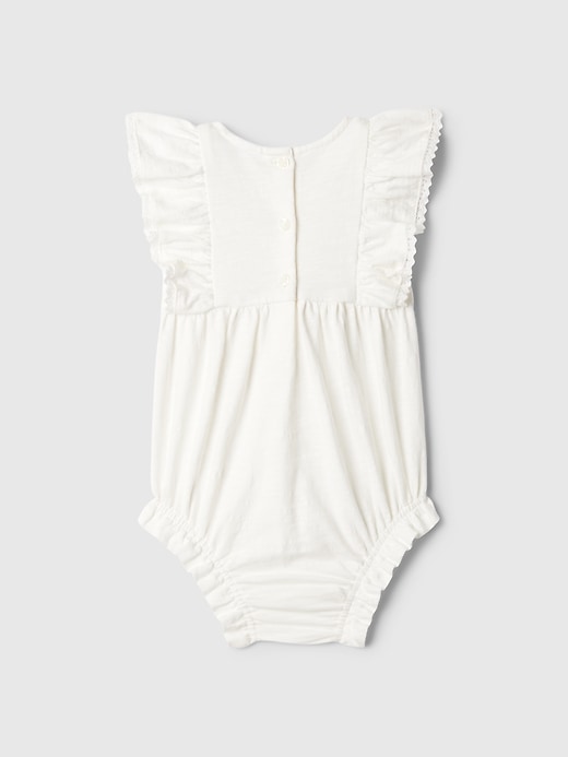 2 of 8 showing, with the color new off white of product Baby Crochet Shorty One-Piece