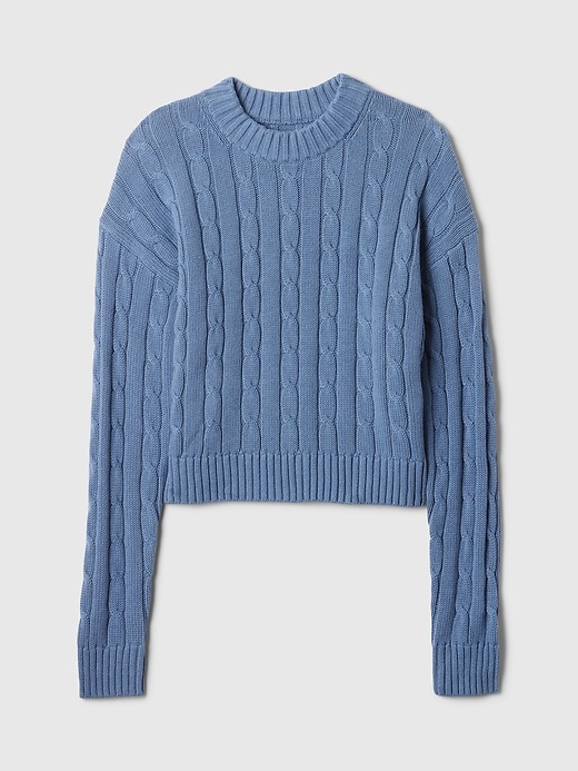Cropped Cable-Knit Hooded Sweater