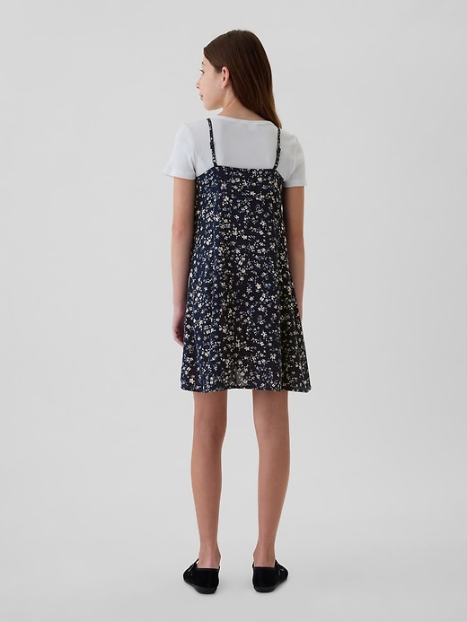 2 of 8 showing, with the color navy floral of product Kids Button-Front Slip Dress