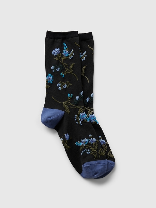 1 of 8 showing, with the color blue floral of product Floral Crew Socks