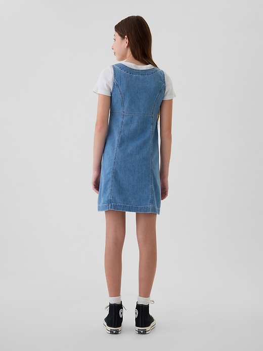 2 of 8 showing, with the color medium wash of product Kids Archive Button Denim Dress